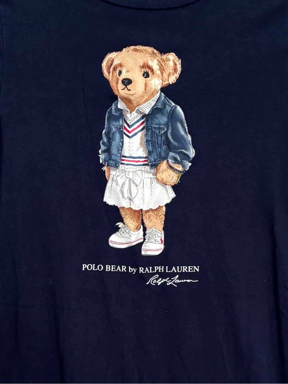 Polo Ralph Lauren Girls Polo Bear T-Shirt Dress Navy Size Medium (8-10) - Picture 3 of 6